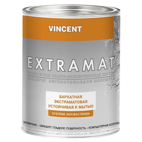 VINCENT Extramat глубокоматовая белый 0.8 л краска акриловая vincent muralith f1 матовая белый 9 л