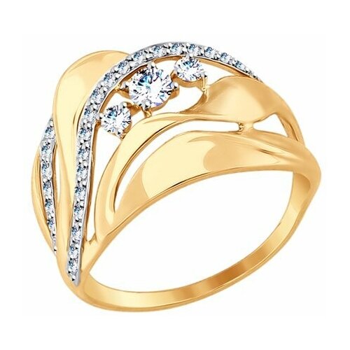 Кольцо Diamant online, золото, 585 проба, фианит, размер 18.5 кольцо sokolov из золота с фианитом 019111 размер 16