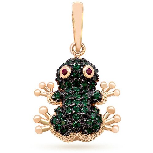 Подвеска РОСТЗОЛОТО, красное золото, 585 проба, циркон, красный, золотистый