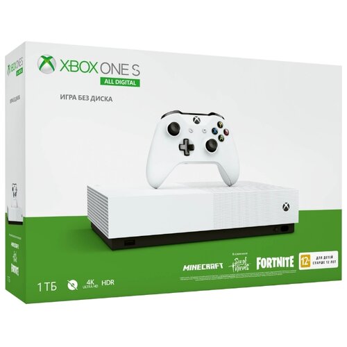 фото Игровая приставка Microsoft Xbox One S 1 ТБ S All Digital белый + Minecraft + Sea of Thieves + Fortnite