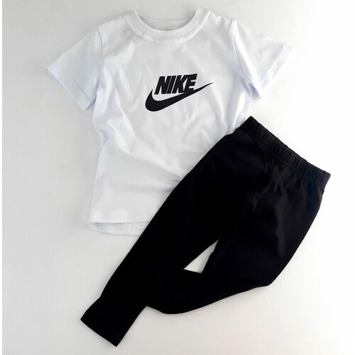 Комплект одежды   для девочек, футболка и легинсы, спортивный стиль, размер 80, черный, белый