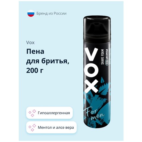 Пена для бритья VOX FOR MEN ментол и экстракт алоэ вера 200 мл vox гель для бритья vox for men алоэ вера и ментол 200 мл