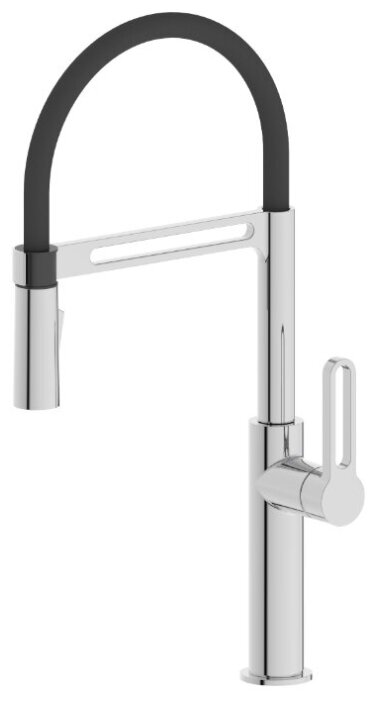 Смеситель Golden Fox серия Kitchen pro для кухни однорычажный с гибким серым силиконовым изливом