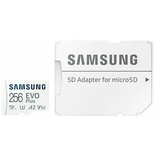 Карта памяти Samsung microSDXC EVO Plus Class10 UHS-I U3 (130MB/s) 256GB + ADP (APC) карта памяти samsung microsdxc evo plus class10 uhs i u3 130mb s 256gb adp