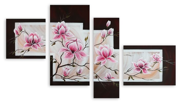 Модульная картина на холсте "Нежно-розовые магнолии" 90x53 см
