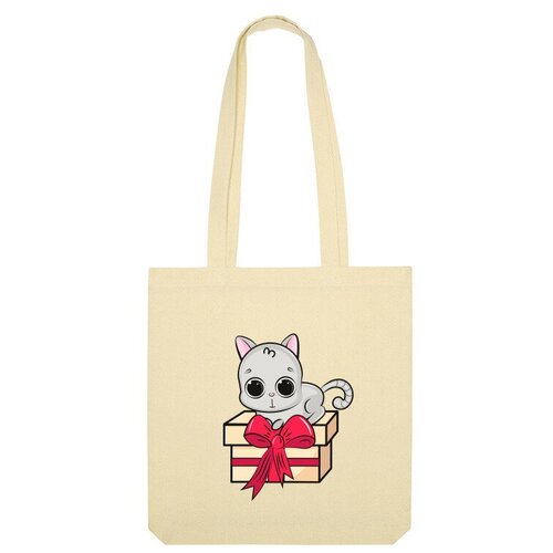 Сумка шоппер Us Basic, бежевый сумка кот с подарком красный