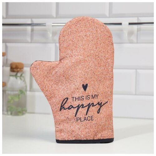 Варежка-прихватка "Доляна" Пробка 20х28см, габардин, 35% хлопок, 65% п/э, ватин 250г/м2 коричневый, черный