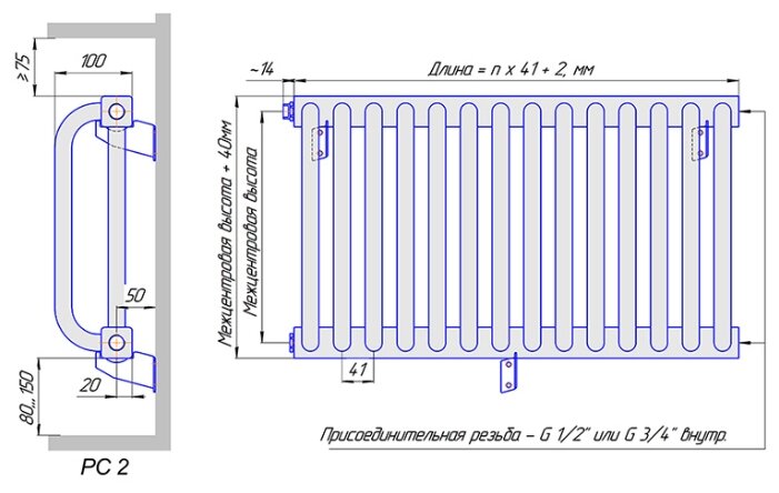 Радиатор PC 2-1750-12 3/4 КЗТО - фотография № 2