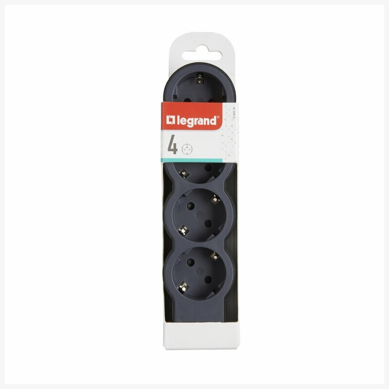 Удлинитель с заземлением Legrand 4 розетки без кабеля, цвет: черный , арт. 694576 - фотография № 6