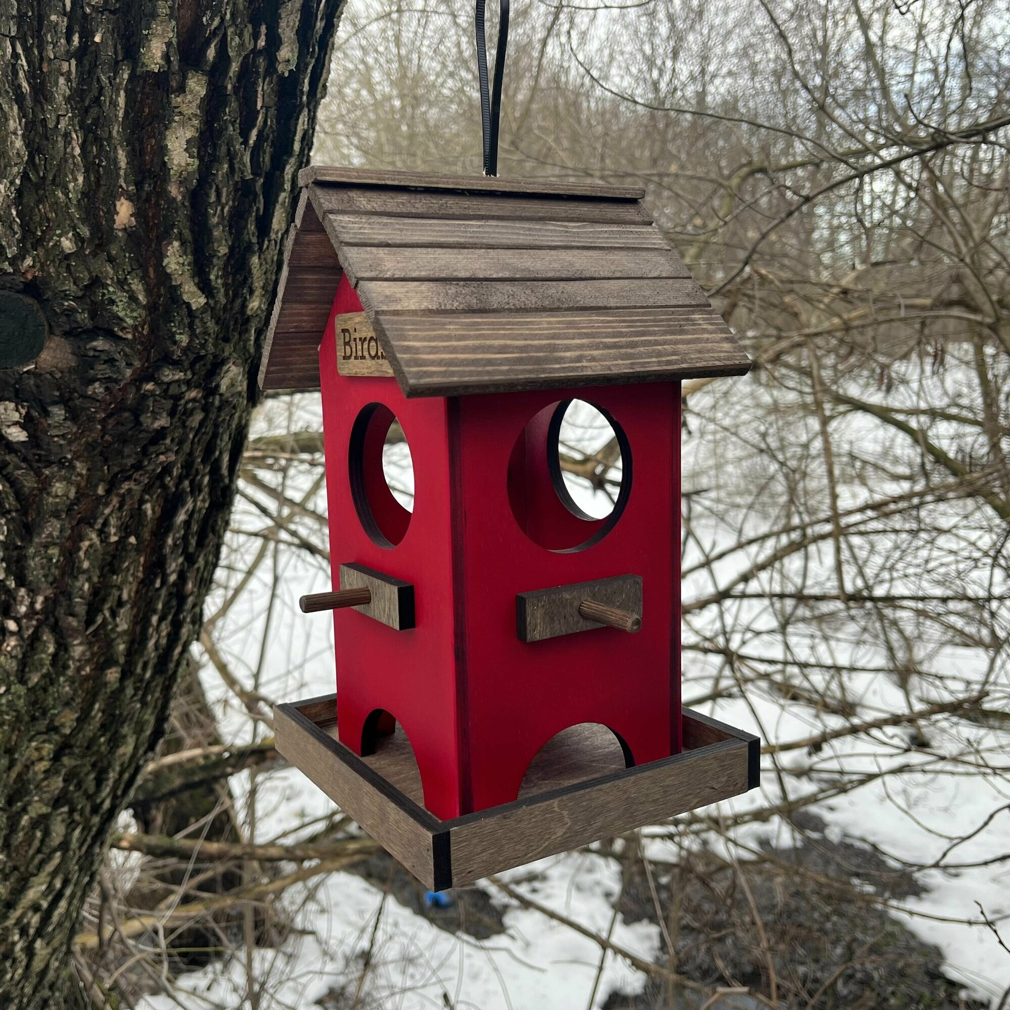 Кормушка для птиц PinePeak / деревянный скворечник для птиц подвесной для дачи и сада, 290х180х180мм - фотография № 2