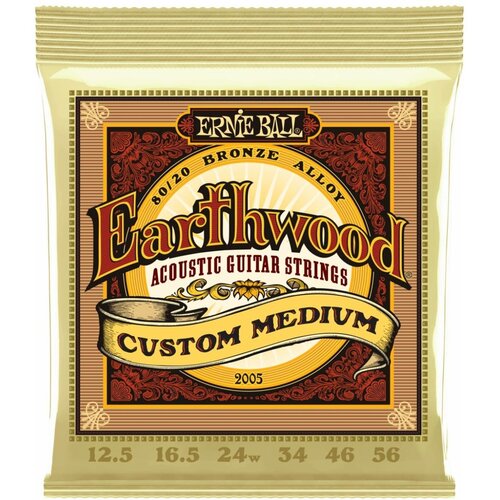 ERNIE BALL 2005 - струны для акустической гитары Earthwood 80/20 Bronze Custom Medium (12.5-56)