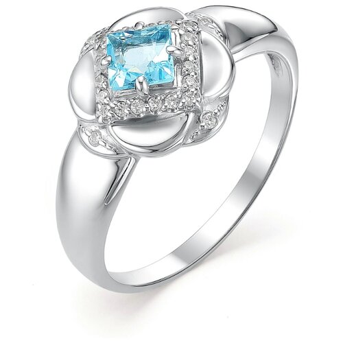 фото Алькор кольцо с топазом и фианитами из серебра 01-0349-00тб-00, размер 17.5