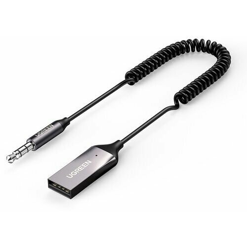 Адаптер автомобильный UGREEN CM309 (70601) Bluetooth 5.0 Car Receiver Aux with Mic Audio Adapter с микрофоном. Цвет: черный car bluetooth 5 0 kit aux a2dp steering wheel control adapter interface for honda accord city crv frv city civic pilot csx mdx