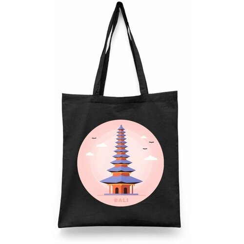 фото Сумка-шоппер унисекс каждому своё "остров бали/bali island/индонезия" черная