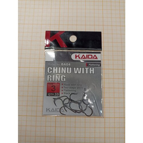 фото Набор крючков рыболовных с кольцом kaida chinu with ring size-3 qty-10
