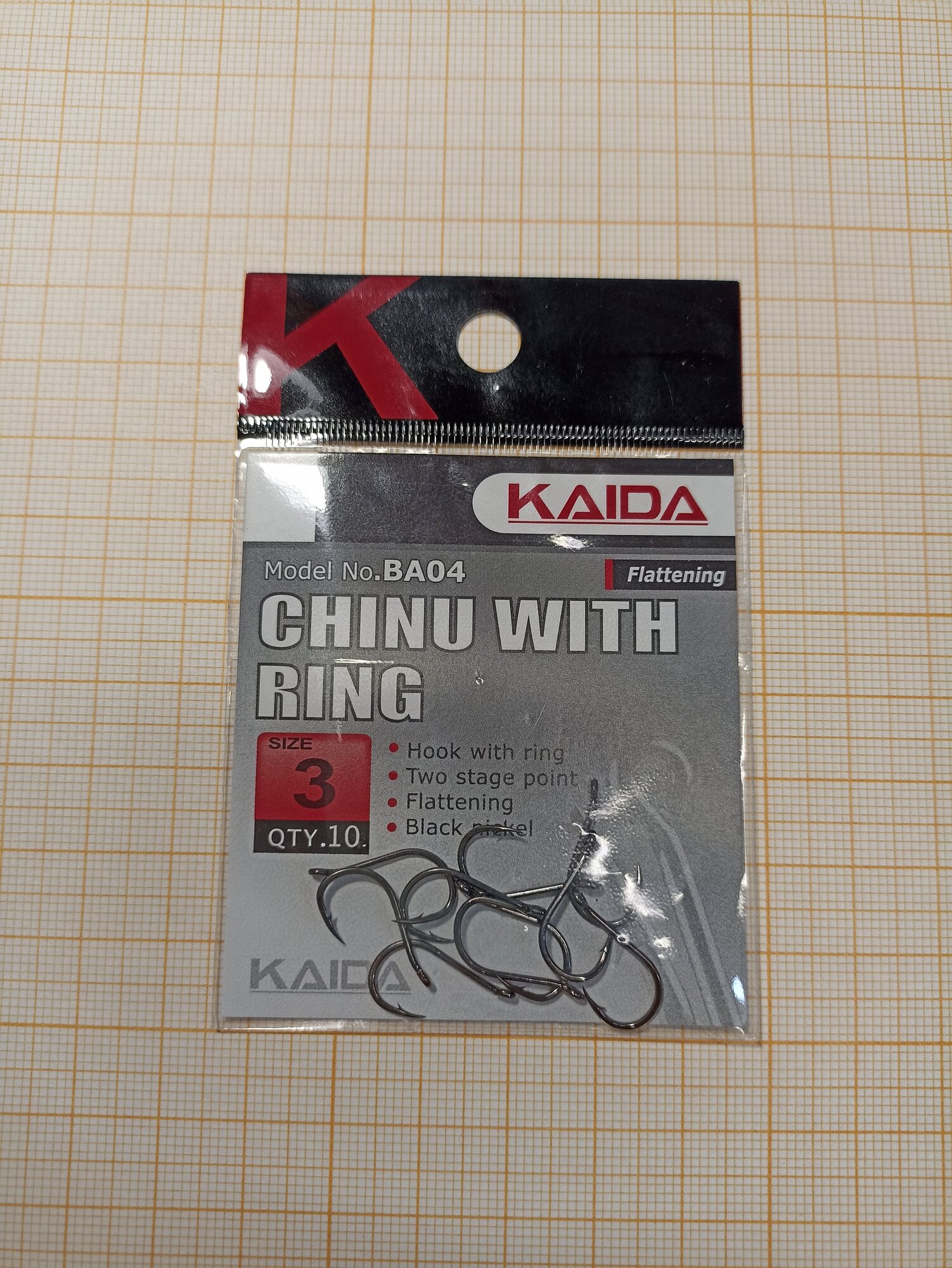 Набор крючков рыболовных с кольцом Kaida Chinu with ring Size-3 Qty-10