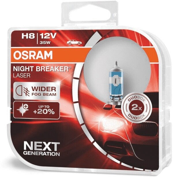 Галогенная лампа H8 35 PGJ19-1+150% NIGHT LASER 3900K, 2 шт. 12V, OSRAM 64212NL-HCB/Автолампы