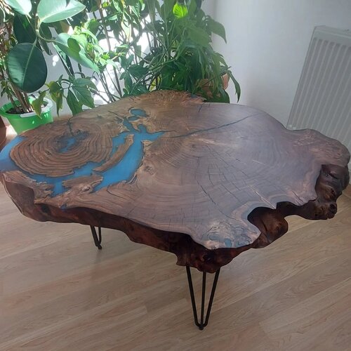 Журнальный стол в стиле лофт из натурального массива дерева , vamstol 85-87см.