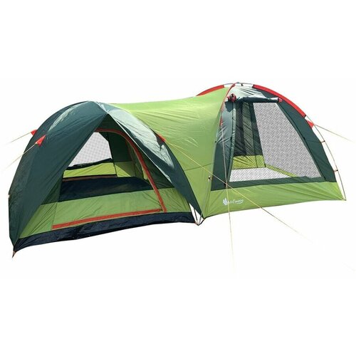 Палатка 4-местная, шатер и палатка, 2 слоя, большой тамбур, цвет зеленый Terbo Mir 1-005-4