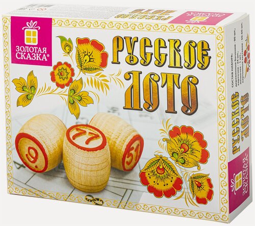 Изображение товара Настольная игра Золотая Сказка Русское лото классическое, с деревянными бочонками, в картонной упаковке 664672
