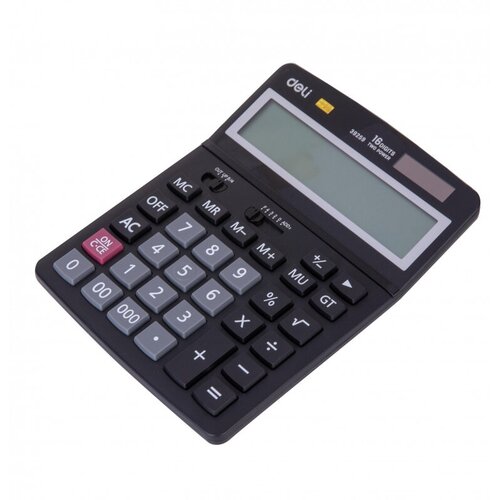 Калькулятор настольный полноразмерный Deli, двойное питание, черн E39259 , 1 шт.