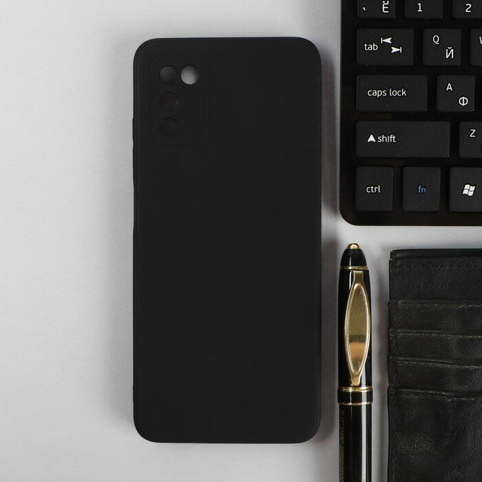 PERO Чехол PERO, для телефона Samsung A03S, силиконовый, черный