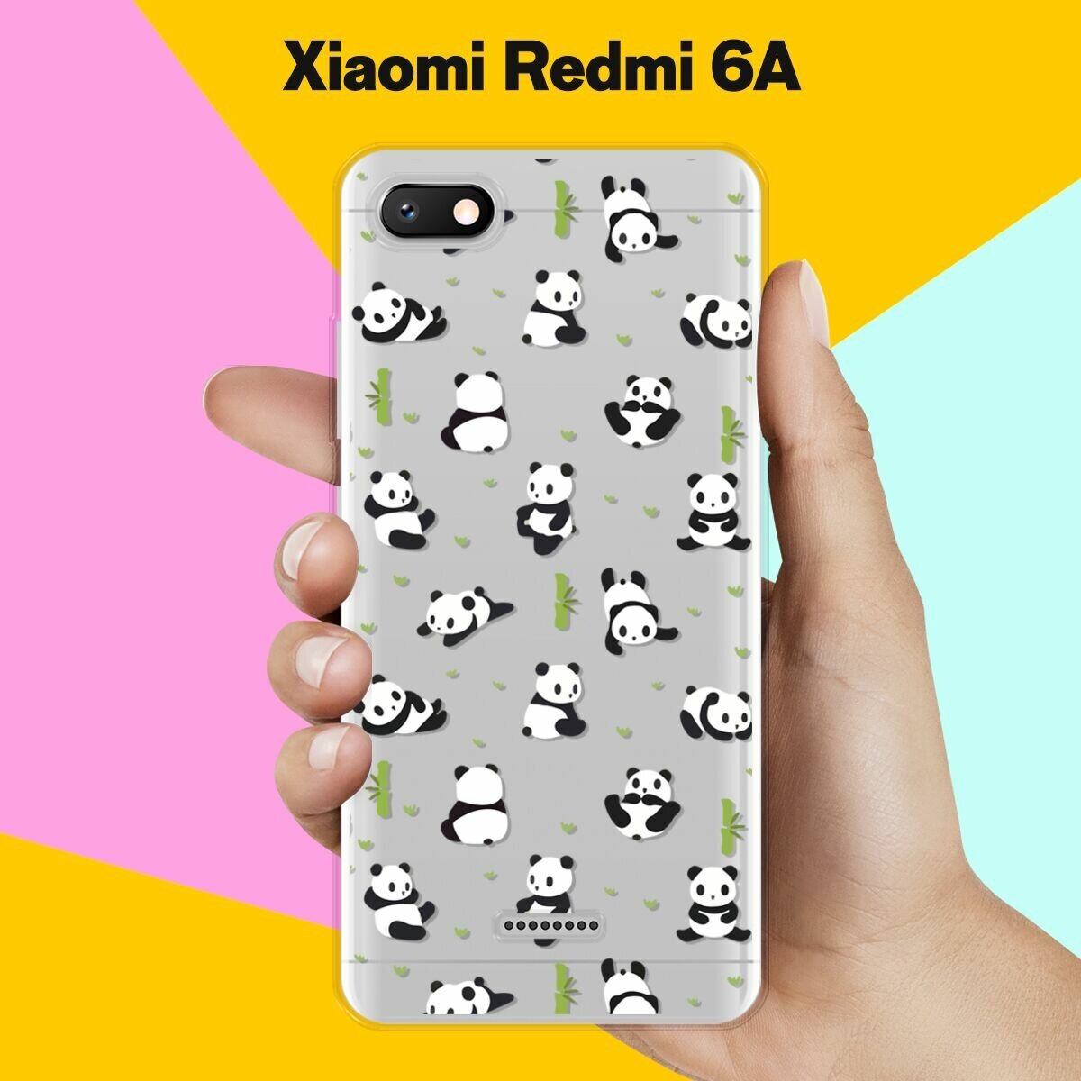 Силиконовый чехол на Xiaomi Redmi 6A Панды / для Сяоми Редми 6А