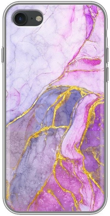 Дизайнерский силиконовый чехол для Айфон 7 / Айфон SE 2020 Мрамор розовый
