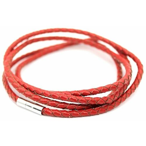 Плетеный браслет Handinsilver ( Посеребриручку ) Браслет плетеный кожаный с магнитной застежкой, 1 шт., размер 19 см, красный
