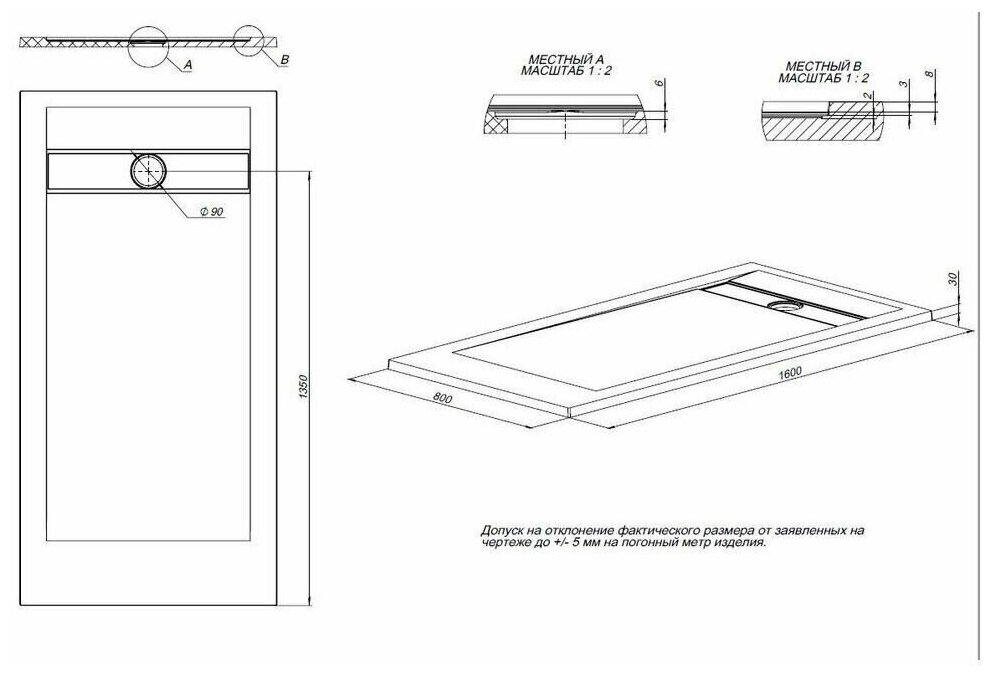 Душевой поддон Allen Brau Infinity 160x80 8.21006-CGM олива - фотография № 3