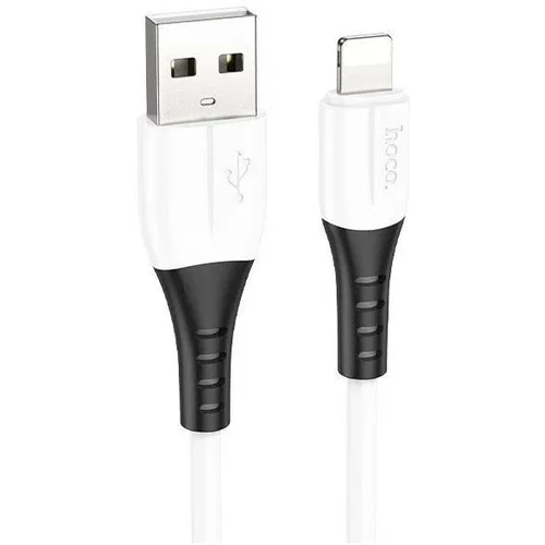 Кабель HOCO X82 USB на Lightning (iPhone, iPad, AirPods), 2.4A, 1 метр белый с черным, для быстрой зарядки гаджетов Apple и передачи данных