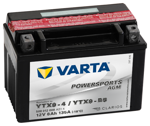 Аккумулятор мотоциклетный VARTA Powersports AGM 12V 8Ah 508012008A514