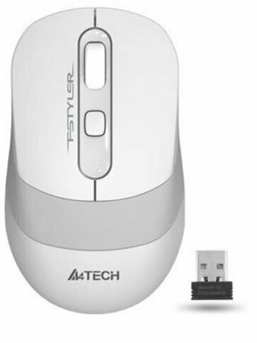 Мышь Wireless A4Tech FG10 WHITE бело-серая, 2000dpi, USB