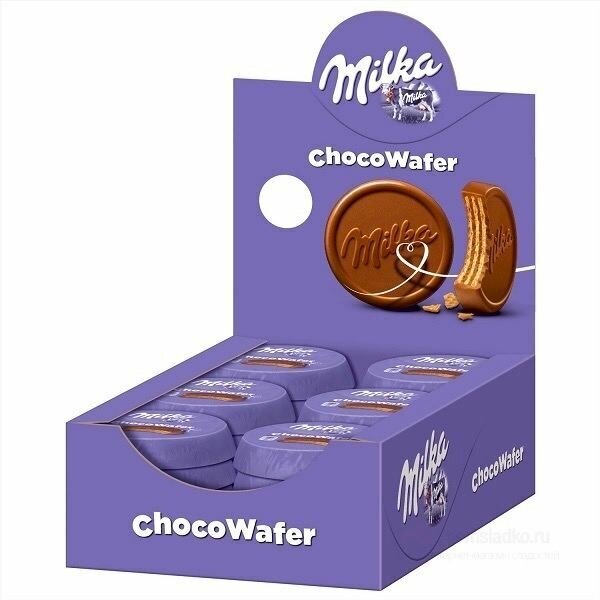 Вафля в шоколаде Milka Choco Wafer / Милка Чоко Вафер 30 гр х 30шт / вафли в индивидуальных упаковках коробка