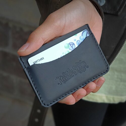 Визитница Konkovstudio, фактура гладкая, черный