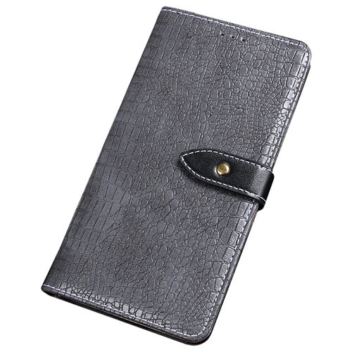 фото Чехол-книжка mypads для zte blade a5 (2020) с фактурной прошивкой рельефа кожи крокодила с застежкой и визитницей серый