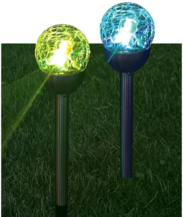 Светильник светодиодный SMD мультиколор садовый в форме шара из битого стекла аккум. AA NI-MH 200мА. ч (уп.2шт), космос KOC_SOL201L (1 упак)