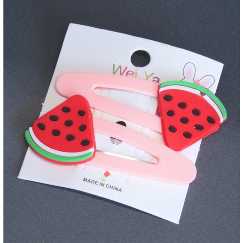 Заколка для волос клик-клак фрукты-ягоды-овощи 2 шт в комплекте