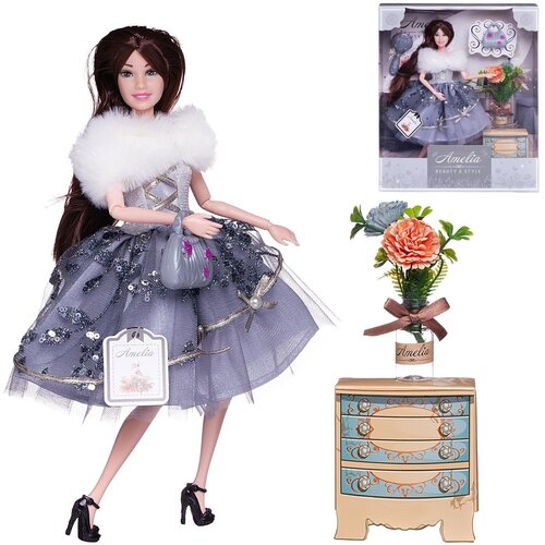 Кукла Amelia. Роскошное серебро с аксессуарами, 30см - Abtoys [PT-01626] кукла amelia современный шик с аксессуарами 30см abtoys [pt 01618]