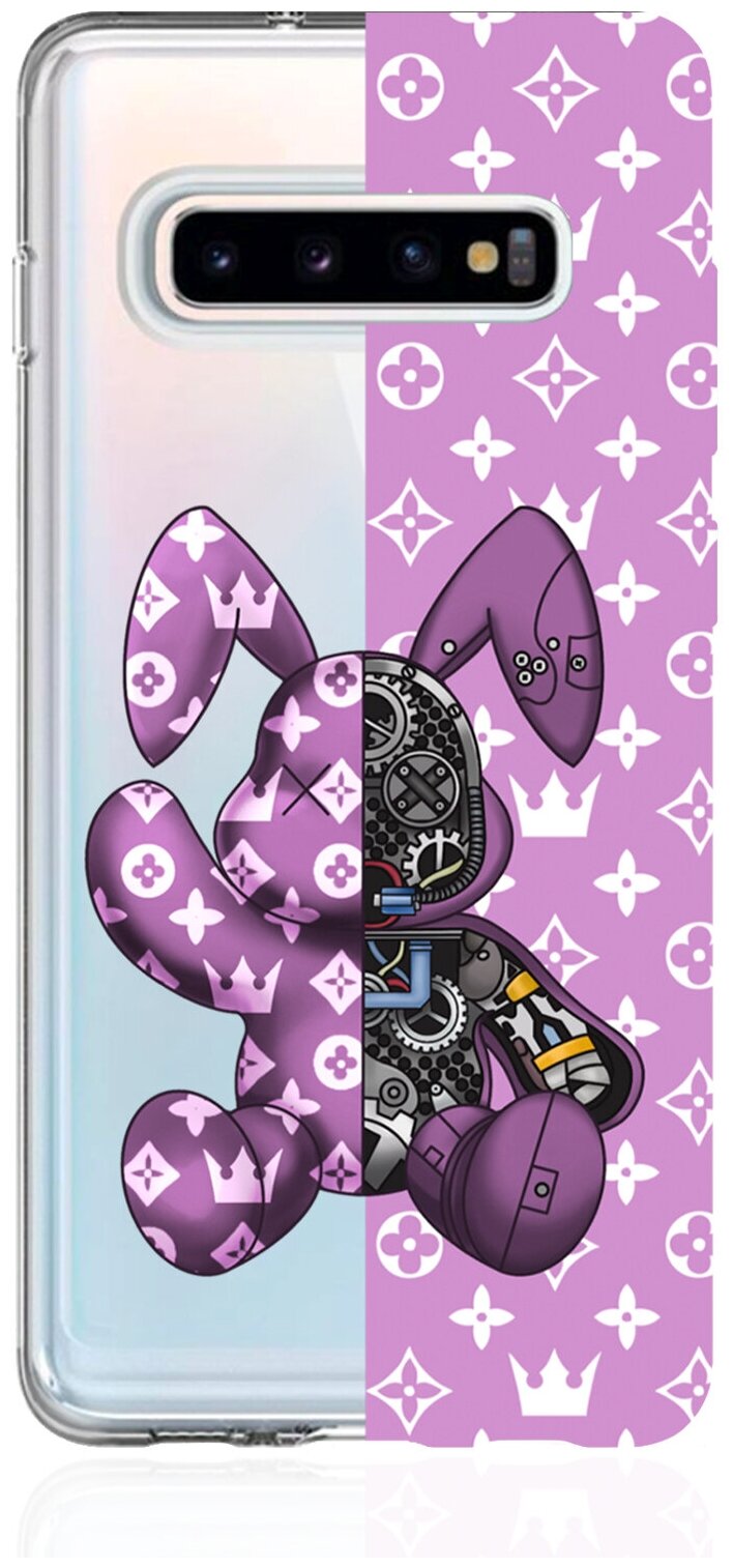 Прозрачный силиконовый чехол MustHaveCase для Samsung Galaxy S10 Bunny Розовый для Самсунг Галакси С10 Противоударный