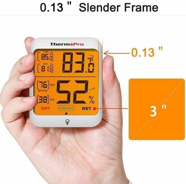 Комнатный цифровой термометр-гигрометр ThermoPro TP53 с подсветкой для измерения температуры и влажности - фотография № 4