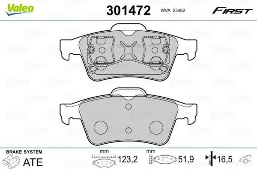 VALEO 301472 VL301472_колодки дисковые задние!\ Opel Vectra C, Nissan Primera, Renault Laguna 01>