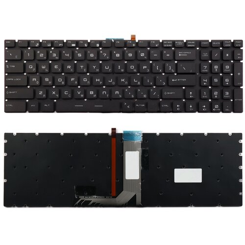 Клавиатура для ноутбука MSI GT72 GS60 GS70 черная с белой подсветкой плоский Enter 2607₽