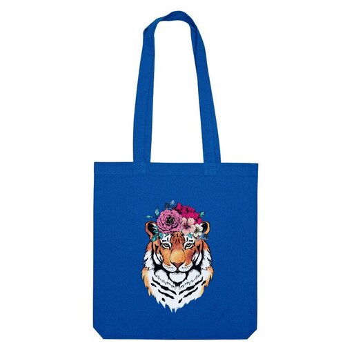 Сумка шоппер Us Basic, синий сумка белая тигрица в цветочном венке серый