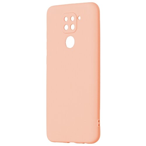 Матовый силиконовый чехол-накладка с бархатной подкладкой из микрофибры PERO для Xiaomi Redmi Note 9 / Silicone Case на Сяоми Редми Ноут 9  светло-розовый
