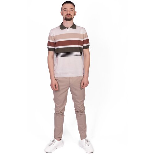 Поло Ferrante, принт полоска, размер 56, белый, зеленый