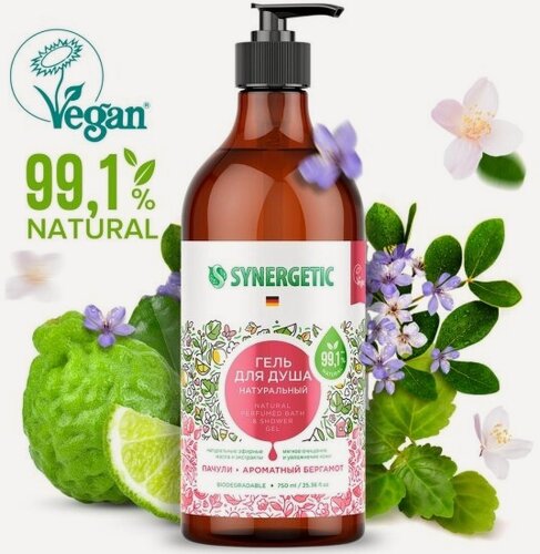 Изображение товара Гель для душа Synergetic Пачули и ароматный бергамот, 750 мл