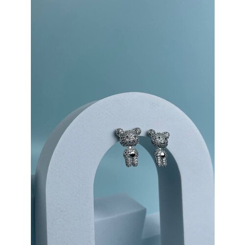 Серьги пусеты бижутерный сплав, размер/диаметр 100 мм., серебряный