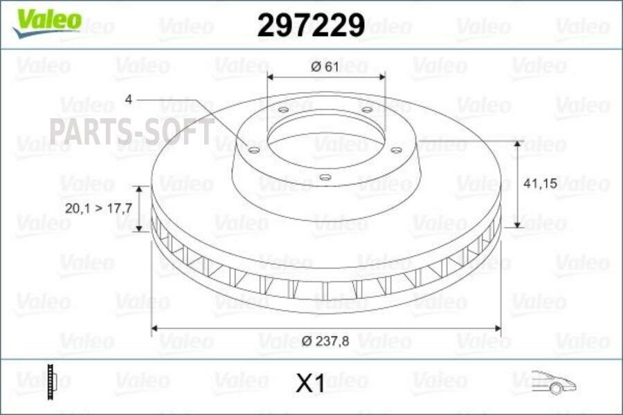 VALEO 297229 Диск тормозной RENAULT MEGANE CLASSIC перед x1