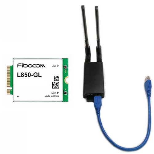 Комплект Модем M.2 Fibocom L850-GL cat.9 + Адаптер USB 3.0 Box для M.2 модемов 4g lte cat 9 модем fibocom l850 со встроенной антенной 4g lte mimo 5dbi и интерфейсом usb